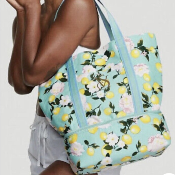 Victoria's Secret Handbags - NWT Victoria’s Secret swim cooler tote bag light blue /yellow